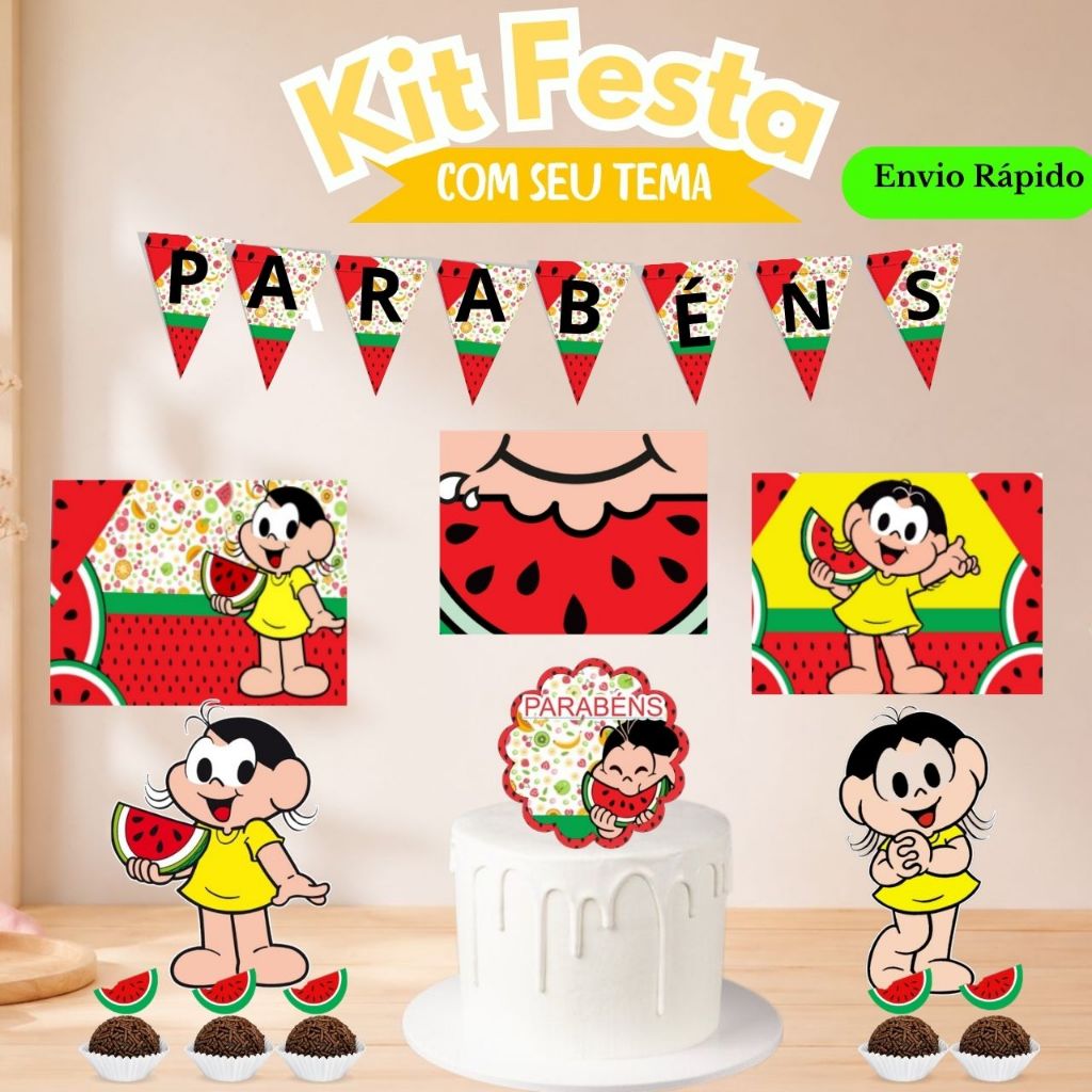 Kit festas MAGALI, TURMA MONICA, DESENHO Só um Bolinho decoração de festa, festa em casa, aniversário, Mêsversário