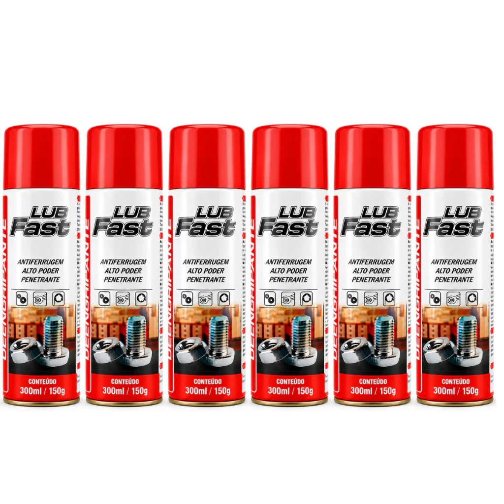 Kit 06 Lubrificantes Antiferrugem Desengripante Lub Fast