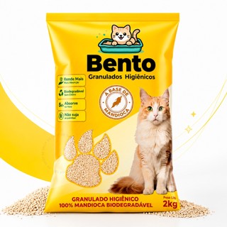 Areia Higiênica Mandioca Granulados Biodegradável Natural Bento para Gatos Alta Absorção 2 4 6 ou 12 kg