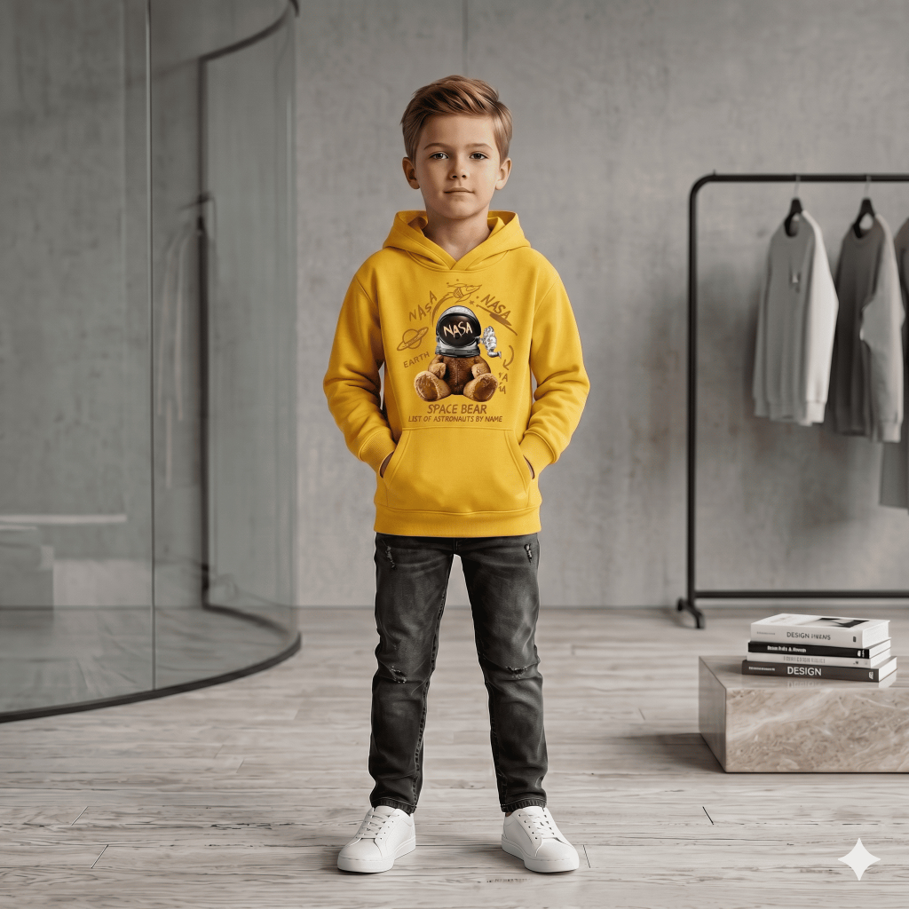 Moletom Infantil Estampado Canguru Algodão Com Capuz Casual Confortável