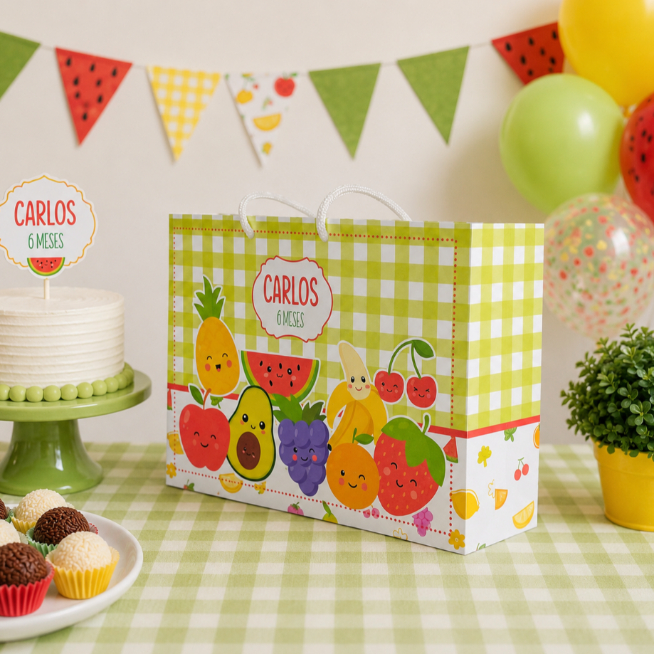 Kit Festa Sacolinha Personalizada Quitandinha Frutas | Lembrancinha de Aniversário