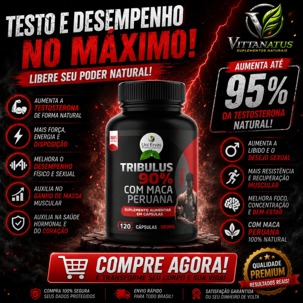 T-R-I-B-U-L-U-S PREMIUM + M-A-C - 100% NATURAL- 120 CÁPSULAS 500MG