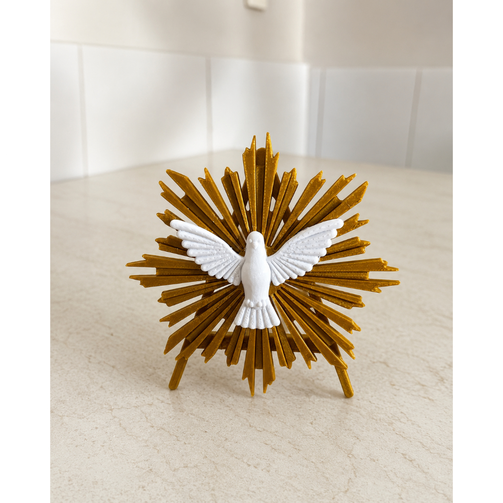 Divino Espírito Santo Decorativo em Impressão 3D | Peça Religiosa para Decoração, Altar e Presente Católico