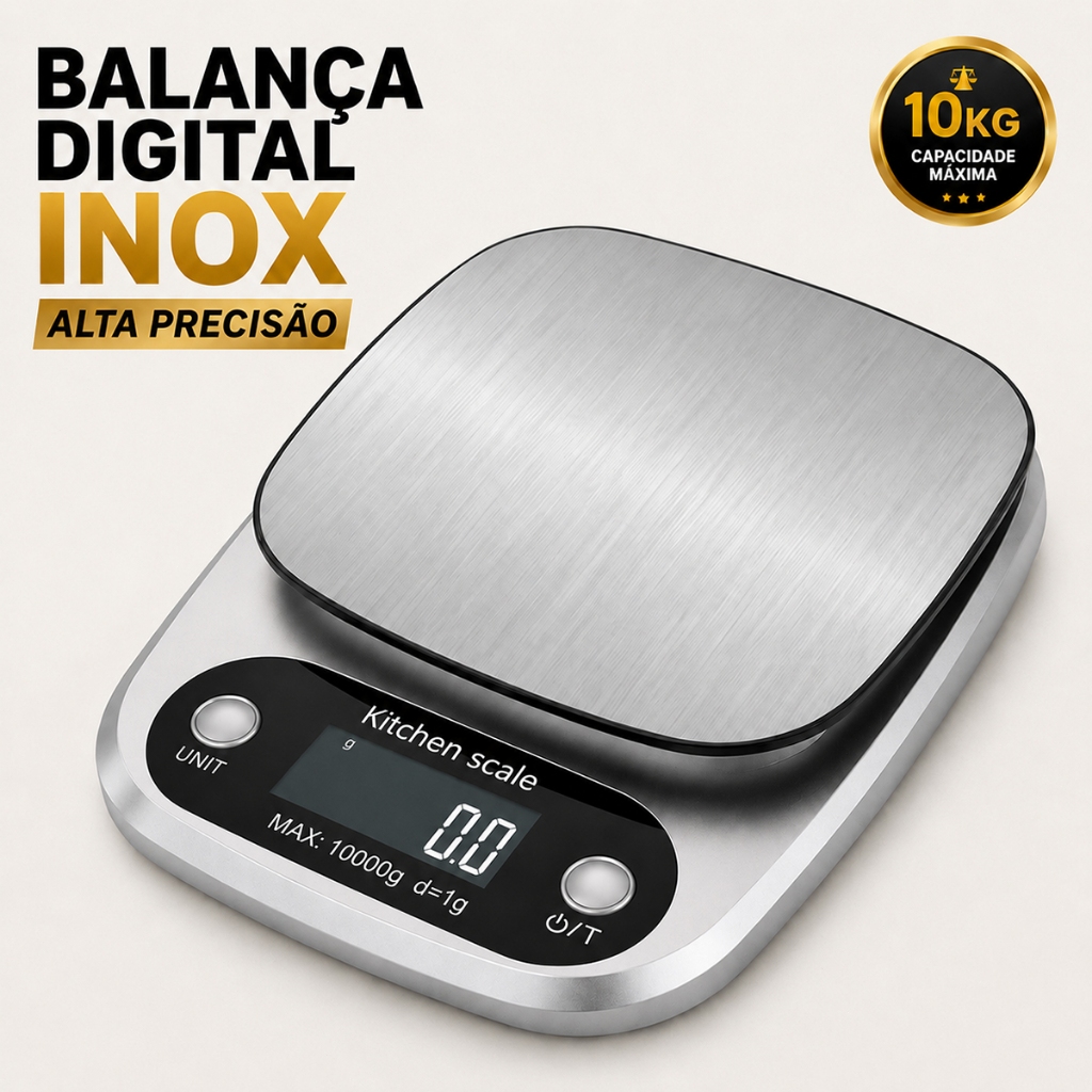 Balança de Cozinha Digital de Alta Precisão 1g/10kg Balança Eletrônica Culinária com Display LCD
