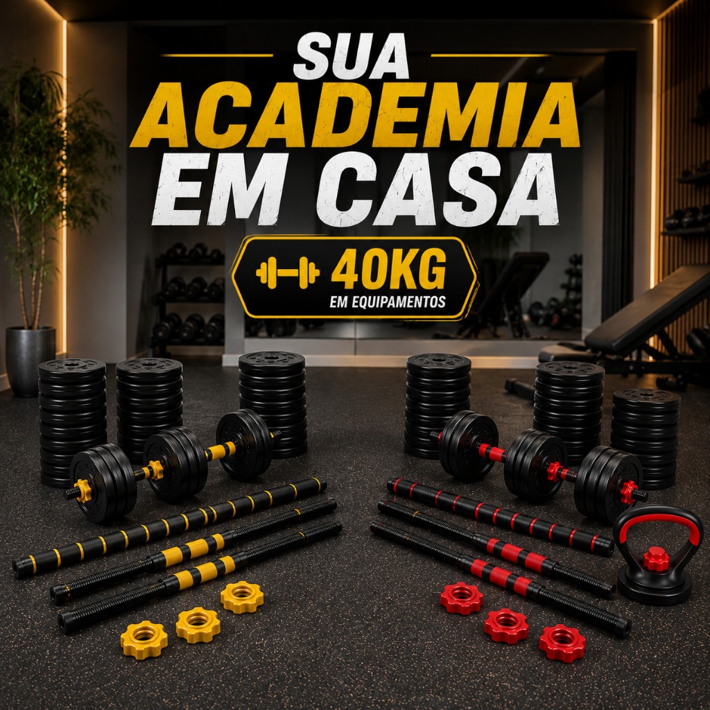 Kit Halteres Canadá x Holanda 40kg Ajustável 6 em 1 + 3 em 1 Ahead Sports