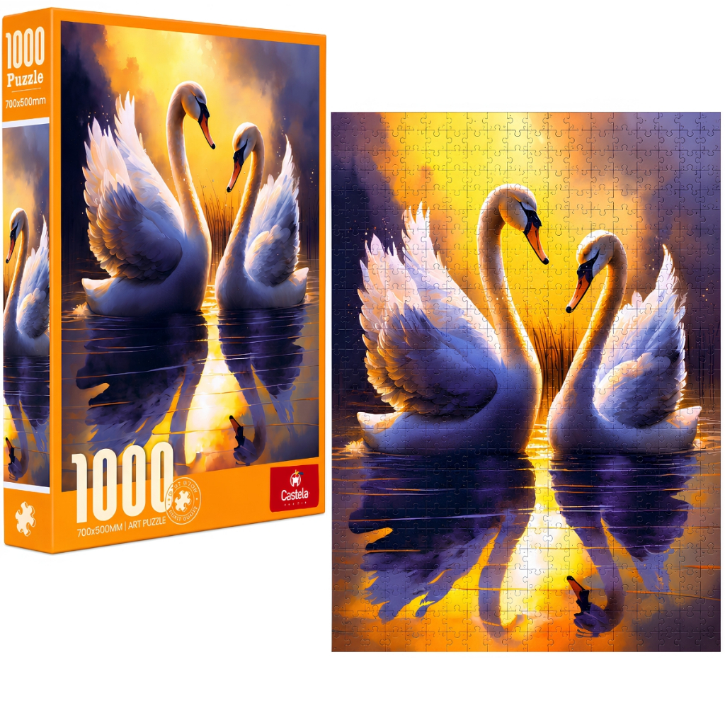 Quebra Cabeça 1000 Peças Cisnes Por do Sol - Castela