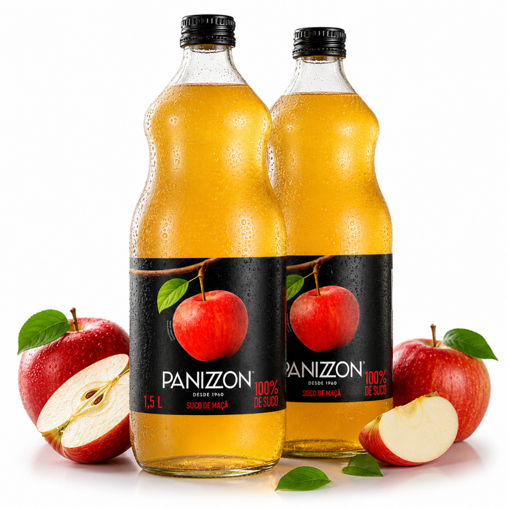 Kit 02 Suco 100% de Maçã Panizzon sem açucar 1,5 L fonte de vitaminas