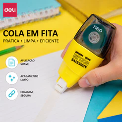 Cola em Fita Escritório e Escolar Deli Adesivo de Alta Precisão Solvente Multiuso