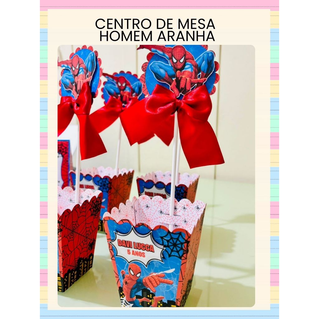 Centro de Mesa HOMEM ARANHA | Personalizado | Enfeite Cachepô  | Decoração Festa |ENVIO RÁPIDO