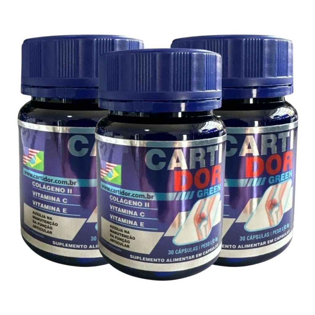 Suplemento Alimentar Carti Dor Green Original 30 Cápsulas 3 Potes