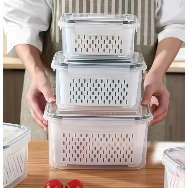 Kit 3 Potes Organizadores e Armazenamento de Alimentos