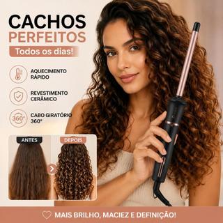 Modelador de Cabelo Profissional Cerâmica 9mm Bivolt Cachos Definidos 2026！