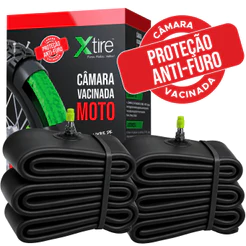 Kit 2 Câmara De Ar Moto Com Vacina De Pneu Xtire Selante Antifuro P/ CG Titan Fan Biz Pop Bros XRE Lander Tornado