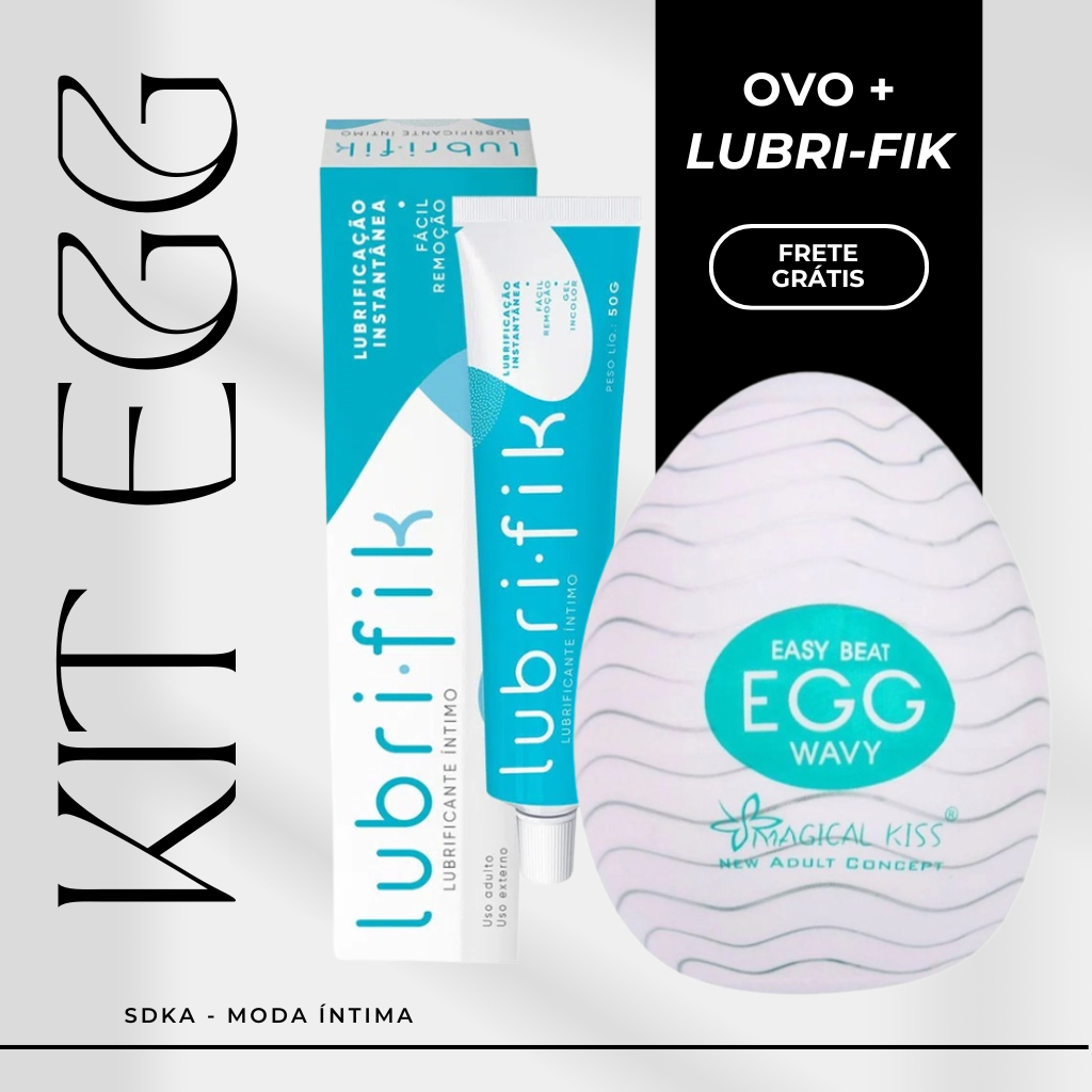Kit Egg Lubrifica Ovo Masturbador Masculino + Lubrificante Lubrifik K MED 50g