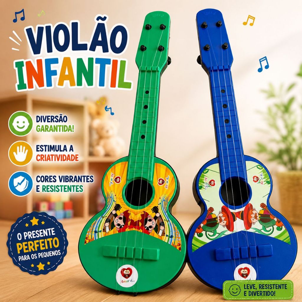 Violão/Guitarra Infantil Brinquedo Plástico - PROMOÇÃO