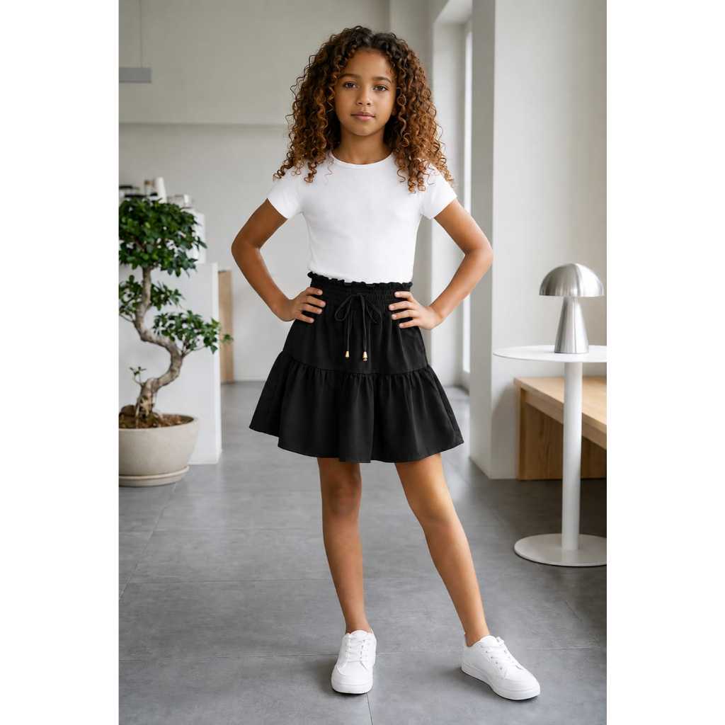 Saia Juvenil Lisa Cós alto Varias Cores - Tamanhos Do 2 ao 16 Anos - PROMOÇÃO
