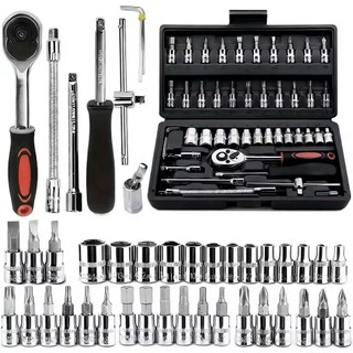 Kit De Ferramentas 40-46 Peças Jogo De Soquetes Chave Catraca Reversível Com Maleta Jogo De Ferramentas Completo