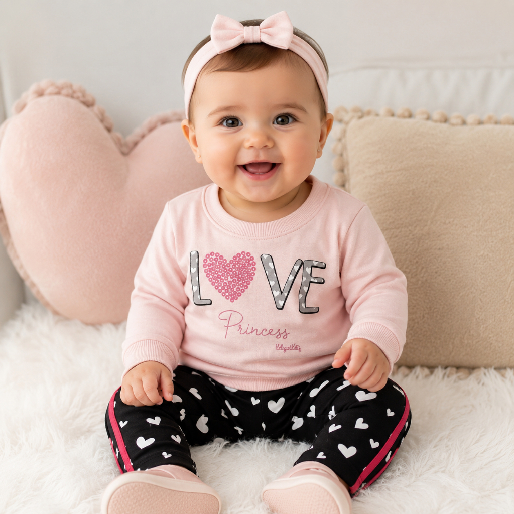 Conjunto Infantil Bebê  Menina Kely Kety. Kit Com Blusa de Moletom  + Legging