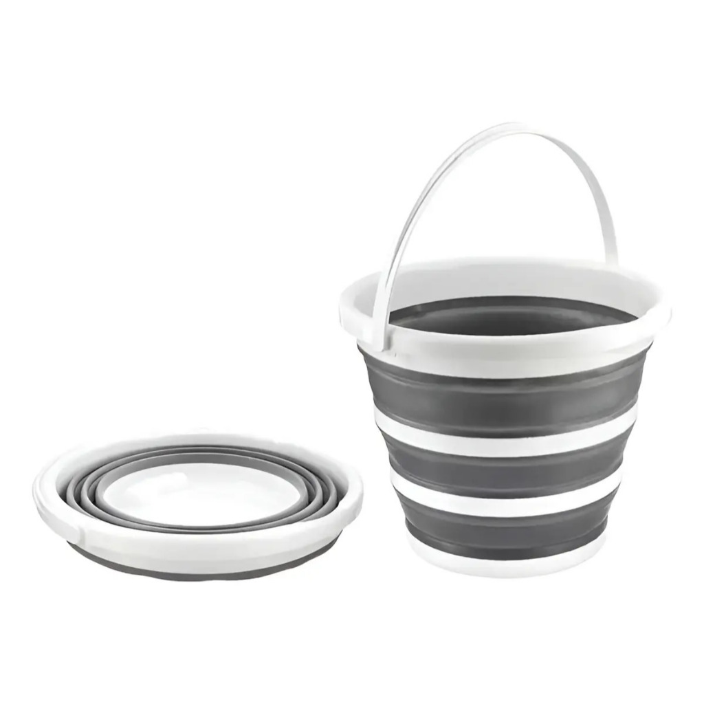 Kit 1/2 Balde Dobrável Retrátil 10 Litros Flexível Multiuso Casa Lavanderia Apartamento Motorhome