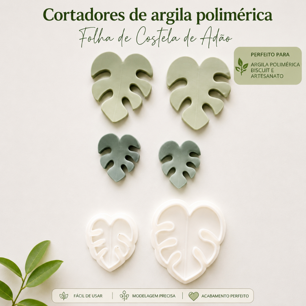 Kit 2 Cortadores Folhas Para Cerâmica fria Argila Polimerica Artesanato
