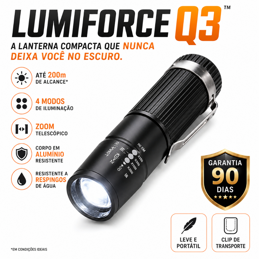 Lanterna Tática Portátil MINI a Pilha com Zoom Telescópico