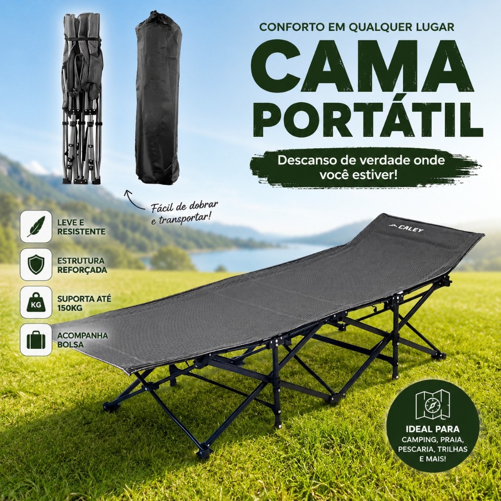 Cama Camping Dobrável Com Bolsa Ideal Para Viagens E Trilhas