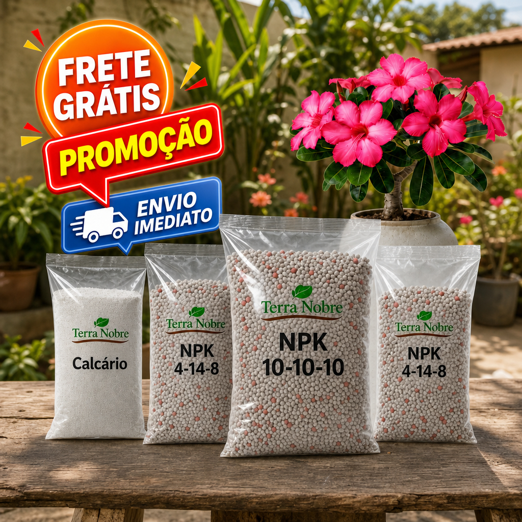 Kit Rosa do Deserto Completo | NPK + Calcário + Micronutrientes | Crescimento e Floração