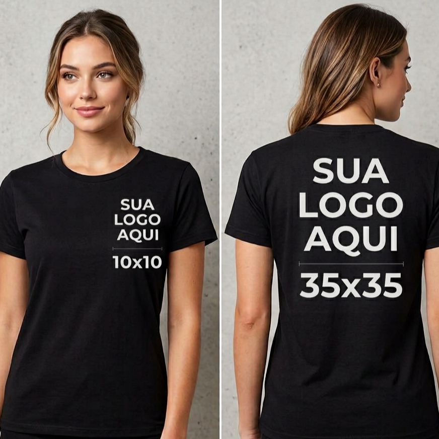 Kit 3 Camisetas Personalizadas Frente e Costas - 100% algodão Unissex