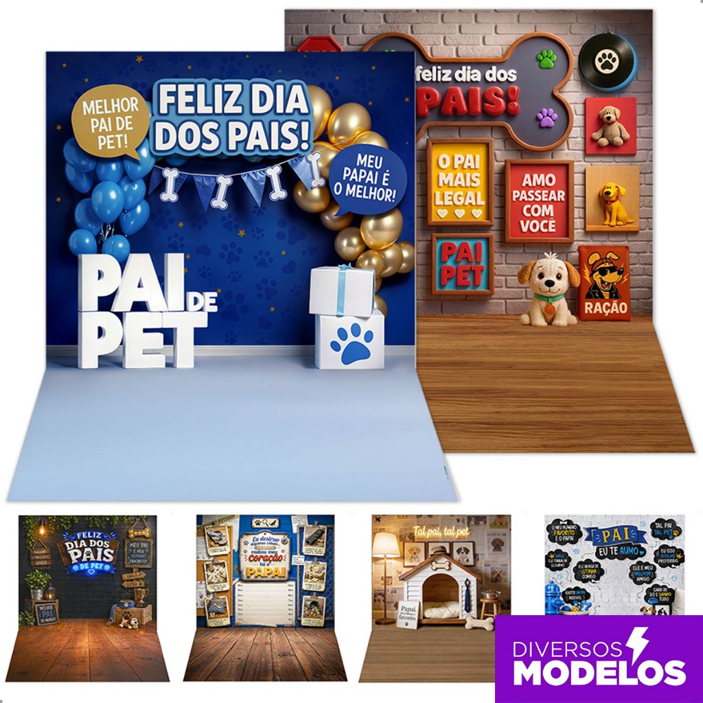 Fundo Fotográfico Dia dos Pais Pet Cenário Painel Sublimado Em Tecido 1,20x1,70m - Vários Modelos