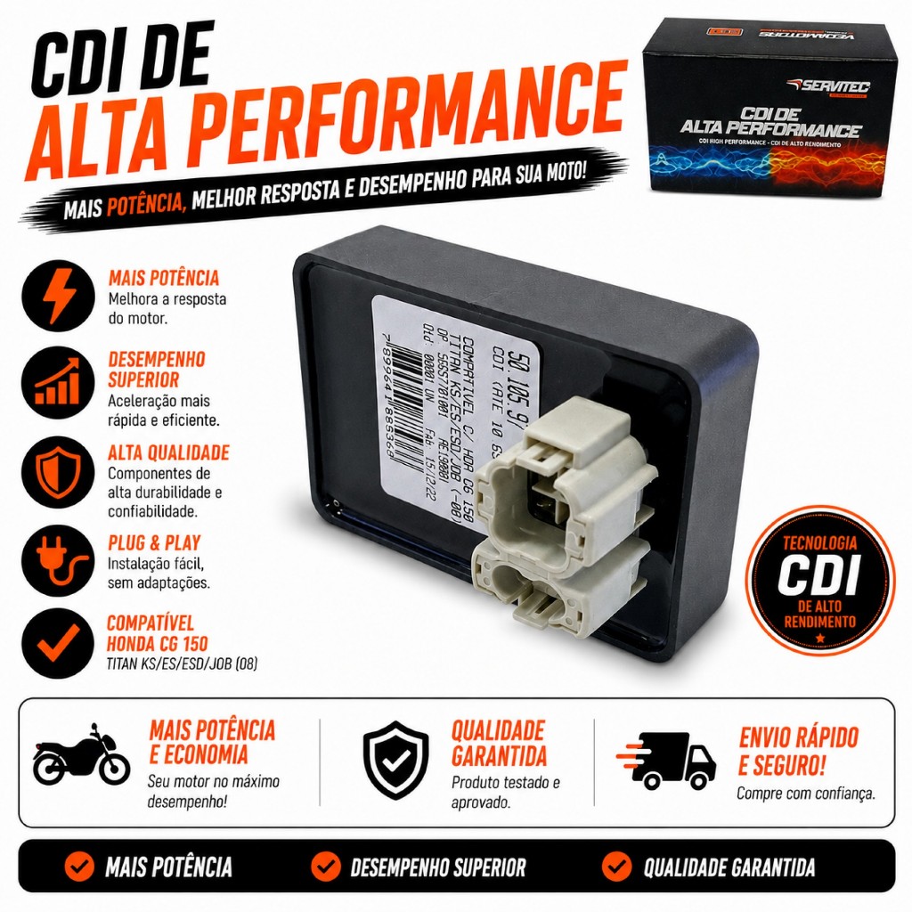 Cdi Competição Honda Cg 150 Titan KS ES ESD Job 2004 2005 2006 2007 2008 10650 RPM Alta Performance