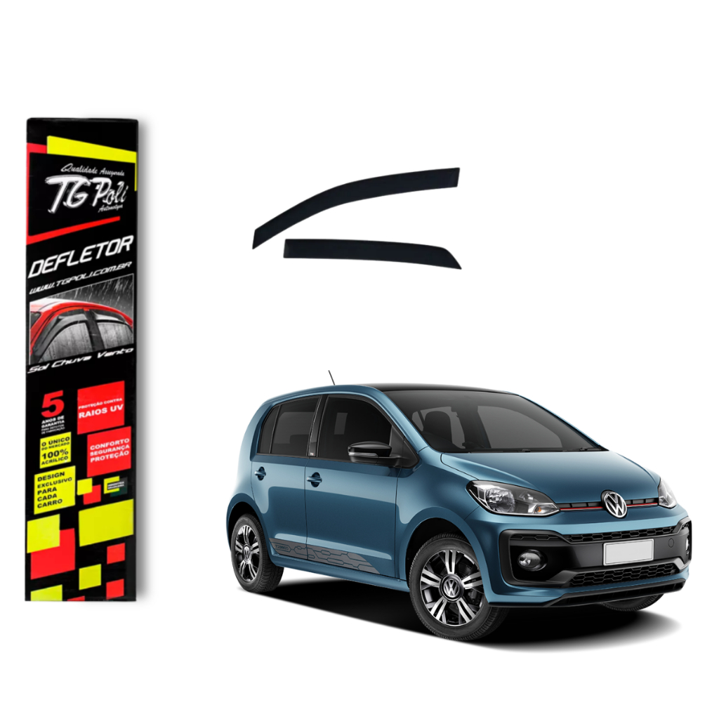 Calha de Chuva Volkswagen Up 2014 a 2021 TG Poli Defletor 4 portas Protetor Janelas Fumê