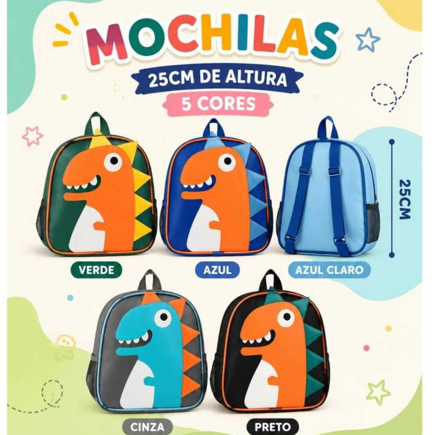 mochila infantil masculino de Dinossauro /a diverção esta em cada detalhe dos dinossauros do seculo antigo/ espaço bom