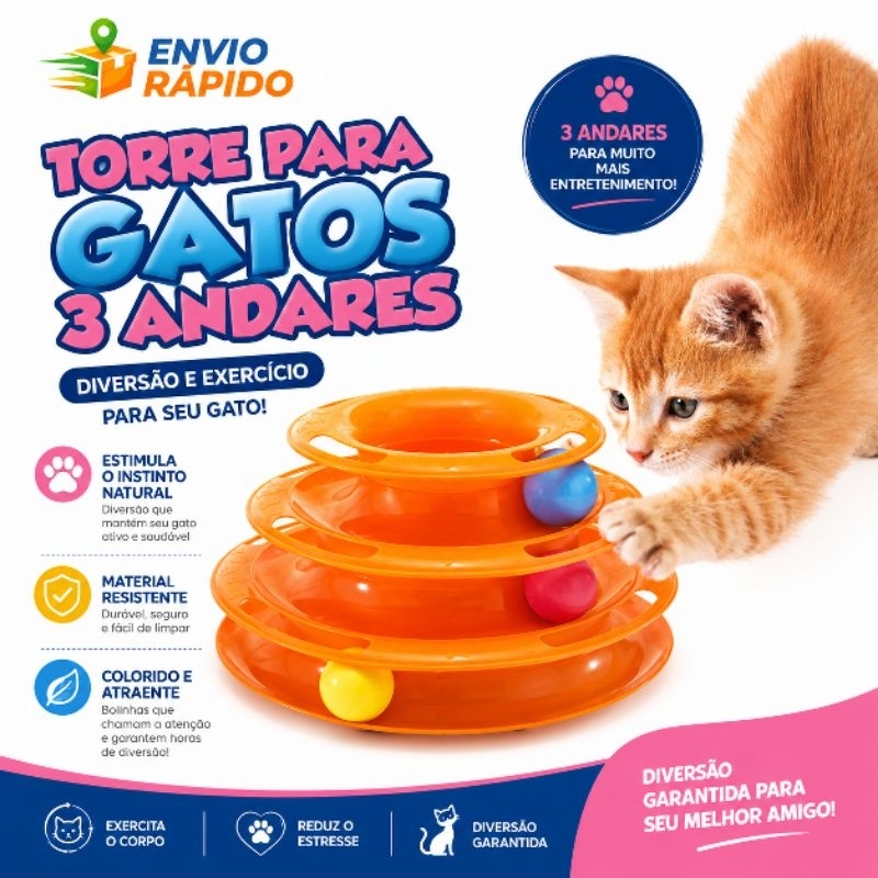 Brinquedo para Gatos Torre 3 andares Napi