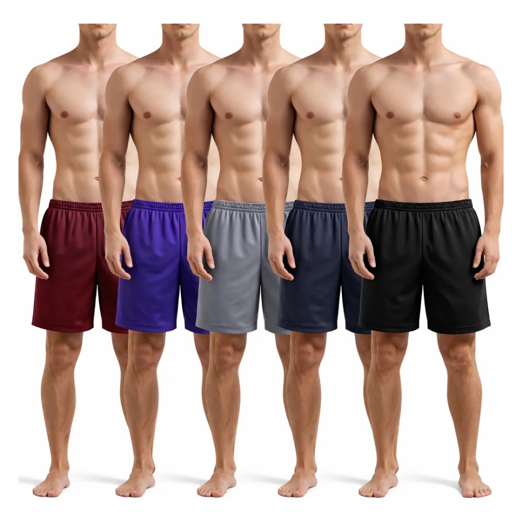 Kit 5 Shorts Masculino Esportivo Academia Corrida Futebol Leve Cores Sortidas Plus Size Tam P ao G3