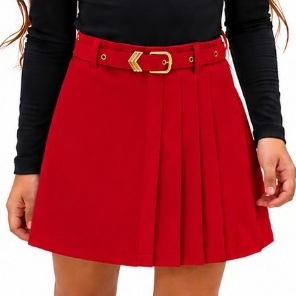 Short Saia Infantil Plissado Alfaiataria Premium com Cinto Ajustável  – Conforto e Estilo Moderno