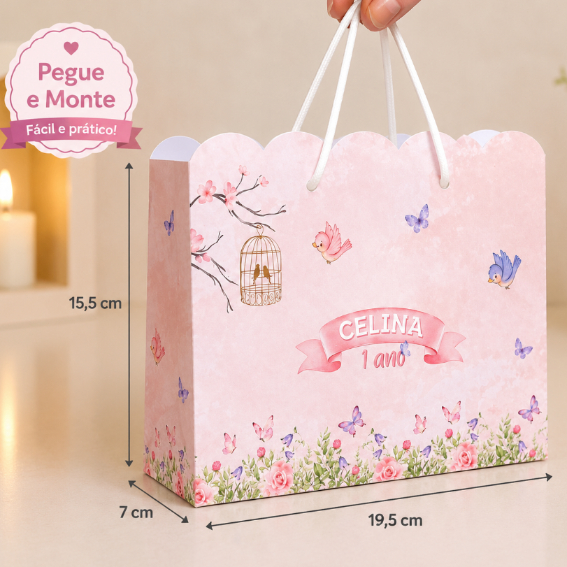 ENVIO RÁPIDO Sacolas Jardim Encantado/Borboletas Festa infantil Aniversário Personalizada