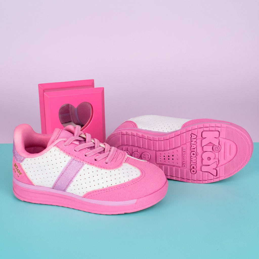 Tênis Infantil Meninas Kidy Rk70 Calce Fácil Anatômico Antiderrapante Casual Visual Delicado