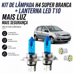 Lâmpada farol ALTO / BAIXO - SUPER BRANCA FORD FIESTA 2002 ATÉ 2006