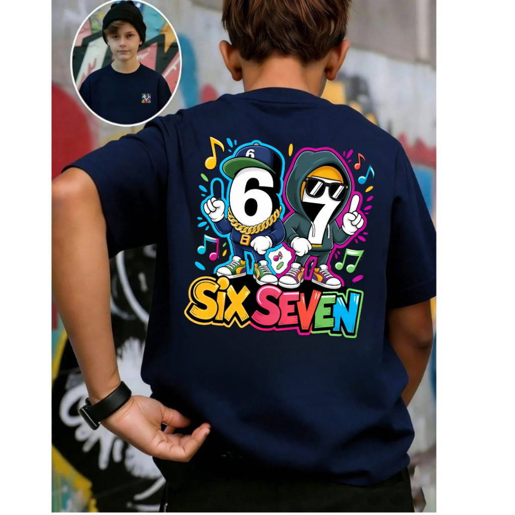 Camiseta/Camiseta Infantil Six Seven Ideal Para Jovens Camisa 100% Algodão Costura Ombro a Ombro