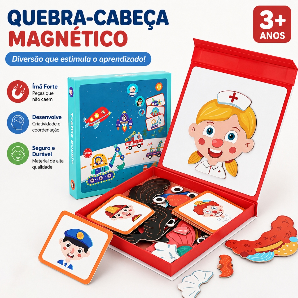 Quebra-Cabeça Magnético Infantil de Vestir para Meninos e Meninas Brinquedo Educativo
