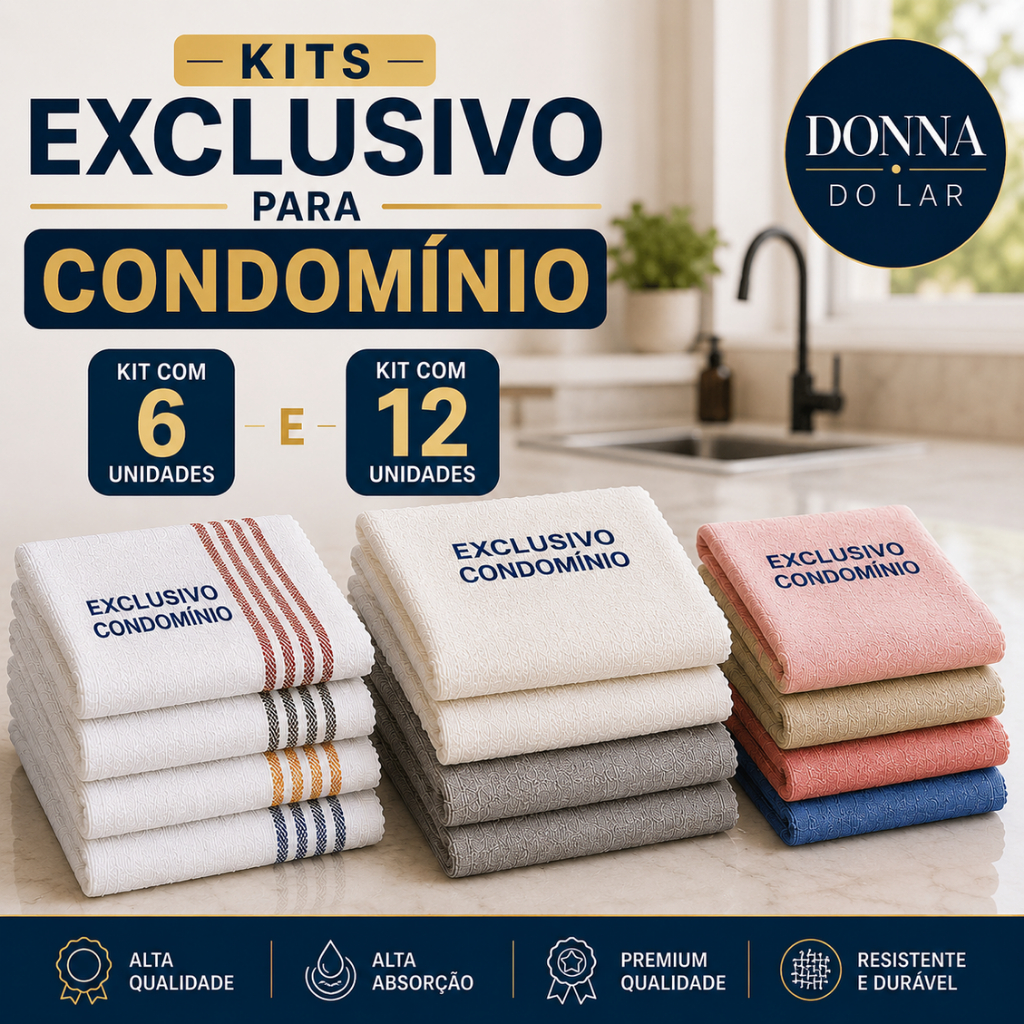 Kit Exclusivo para Condomínio - Panos de Prato, Sacos de Chão, Panos de Limpeza | Praticidade, Utilidade e Qualidade