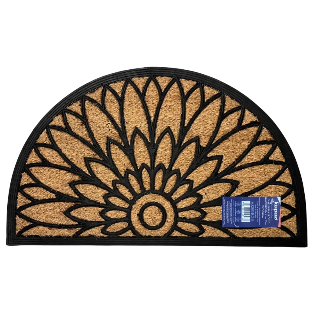 Tapete de Entrada Fibra de Coco Grande Kapazi 45cm x75cm Tapete Moderno Flor de 