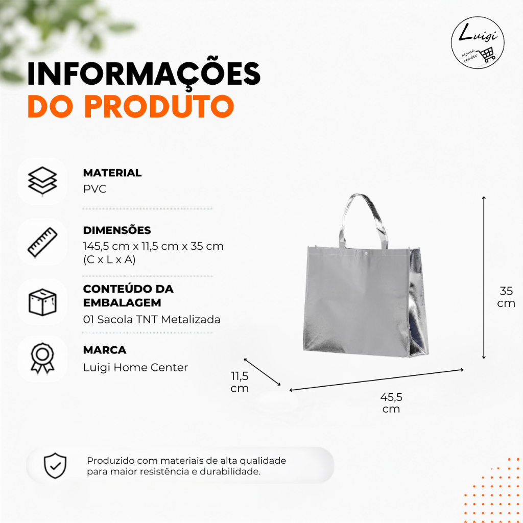 Sacola TNT Metalizada Modelo Pequeno Laminada Resistente Festas Eventos Atacado — imagem 2 de 2