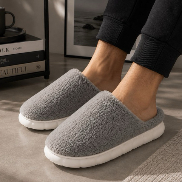 Pantufa Masculina LISA Peluciada Confortável Quentinha Antiderrapante para Casa
