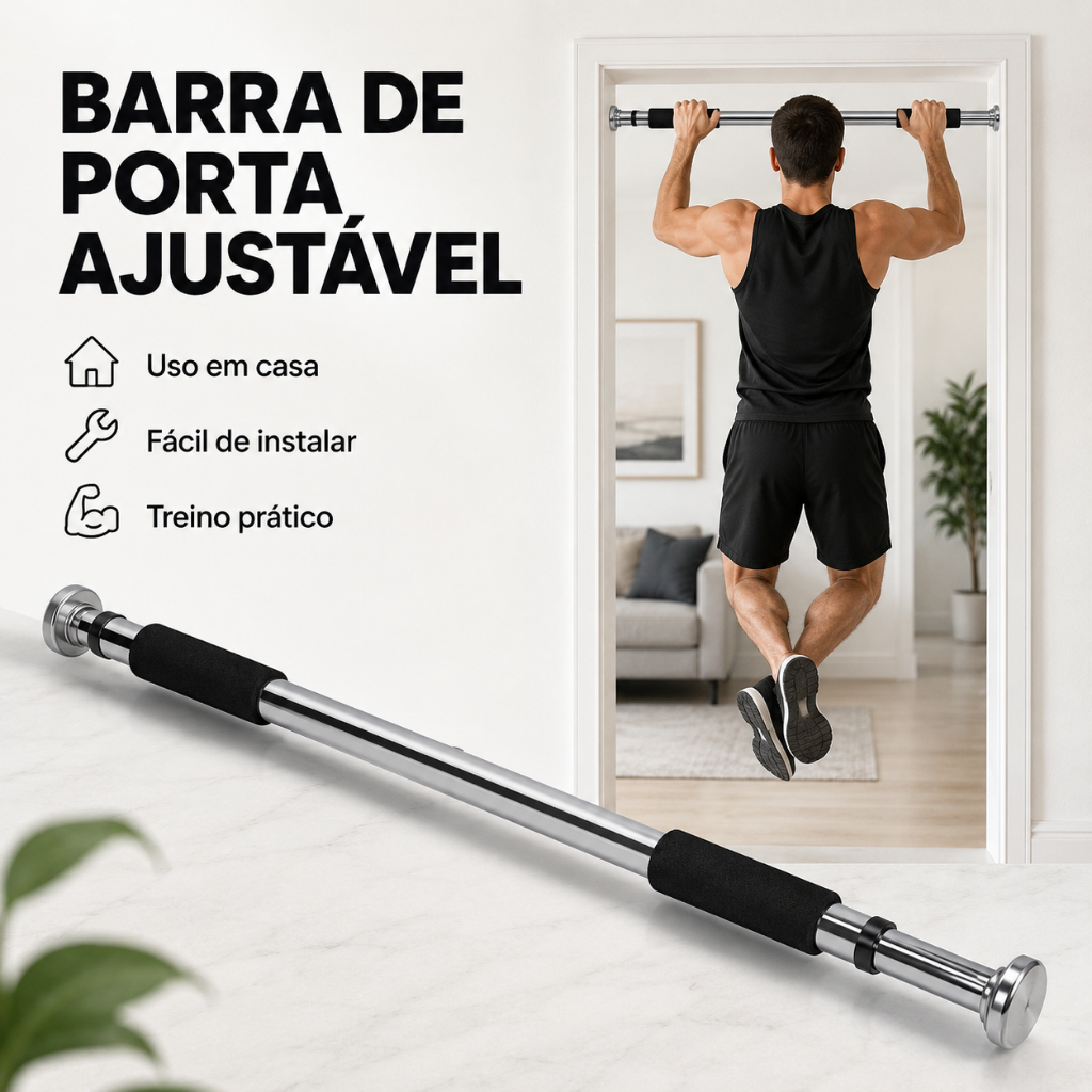 Barra Fixa De Porta Ajustável Sem Furar Exercício Musculação