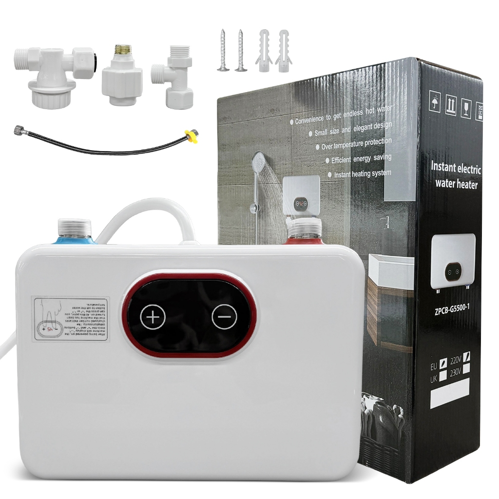 Aquecedor de Água Elétrico Instantâneo Compacto 220V Banheiro Cozinha Sem Reservatório Controle de Temperatura Digital