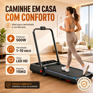 Esteira Elétrica Ergométrica FOLRA Dobrável E Portátil - Bluetooth Visor LED 1-10 Km/h Para Caminhada E Corrida
