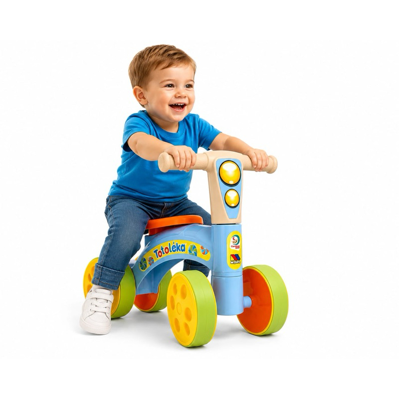 Bicicleta de Equilíbrio Infantil Sem Pedal 4 Rodas Segura, Andador para Crianças 2-4 Anos