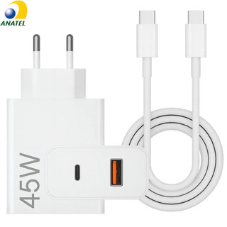 Carregador Tipo C 33W ou 45W Carregador para Android A31 A12 A56 A55 A53 A54 A72 S20 Fe S21+ S22 S23 Ultra S24 Poco X7