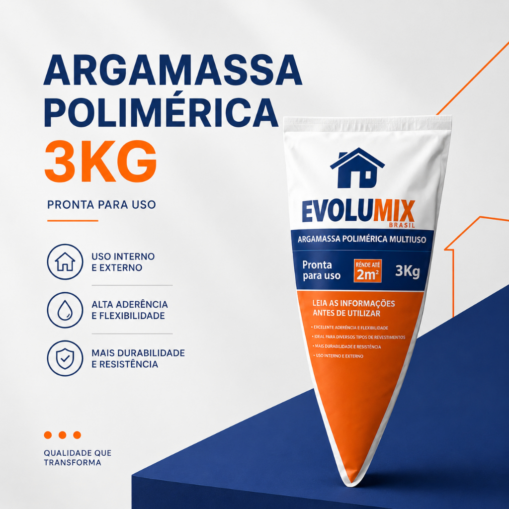 Argamassa Polimérica 3kg Bisnaga Para Blocos Tijolos Massa Pronta Obra Rápida Limpa e Prática